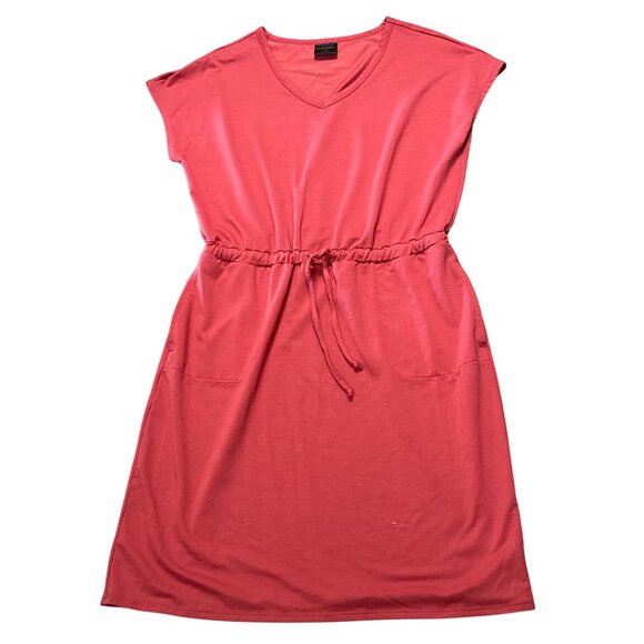 32 Degrees Cool Salmon Pink Short Sleeve Casual Dress Medium Stretch Pockets Sof - Picture 10 of 10